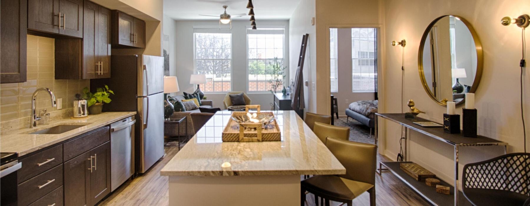 kitchen open to living room